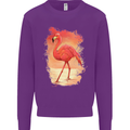 Flamingo Painting Kids Sweatshirt Jumper Purple