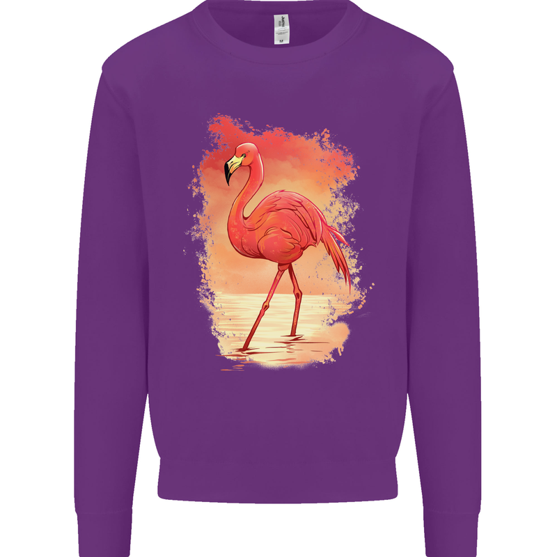 Flamingo Painting Kids Sweatshirt Jumper Purple