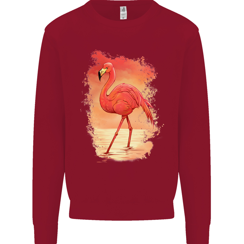 Flamingo Painting Kids Sweatshirt Jumper Red