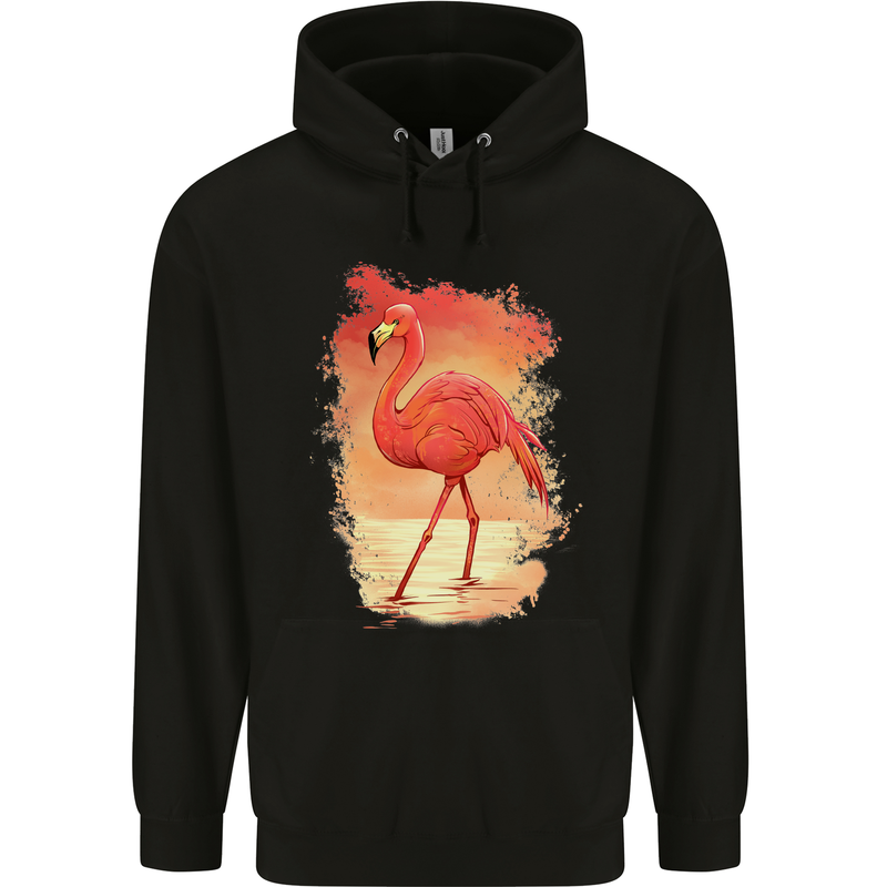 Flamingo Painting Mens 80% Cotton Hoodie Black