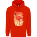 Flamingo Painting Mens 80% Cotton Hoodie Bright Red