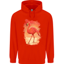 Flamingo Painting Mens 80% Cotton Hoodie Bright Red