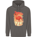 Flamingo Painting Mens 80% Cotton Hoodie Charcoal
