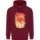 Flamingo Painting Mens 80% Cotton Hoodie Maroon