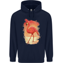Flamingo Painting Mens 80% Cotton Hoodie Navy Blue