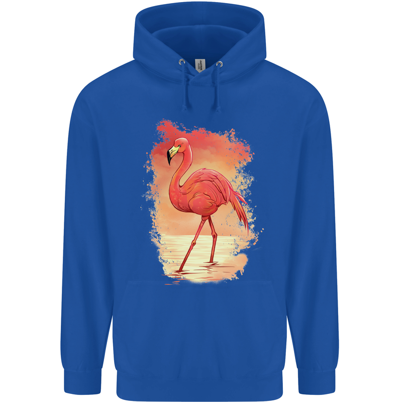 Flamingo Painting Mens 80% Cotton Hoodie Royal Blue