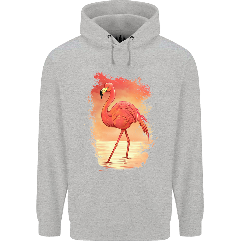 Flamingo Painting Mens 80% Cotton Hoodie Sports Grey