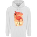 Flamingo Painting Mens 80% Cotton Hoodie White