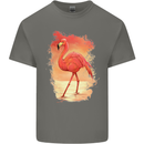 Flamingo Painting Mens Cotton T-Shirt Tee Top Charcoal
