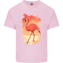 Flamingo Painting Mens Cotton T-Shirt Tee Top Light Pink