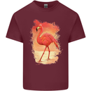 Flamingo Painting Mens Cotton T-Shirt Tee Top Maroon