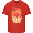 Flamingo Painting Mens Cotton T-Shirt Tee Top Red