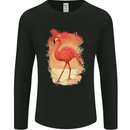 Flamingo Painting Mens Long Sleeve T-Shirt Black