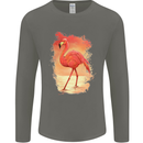 Flamingo Painting Mens Long Sleeve T-Shirt Charcoal
