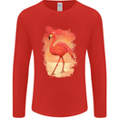 Flamingo Painting Mens Long Sleeve T-Shirt Red