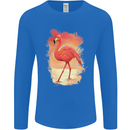 Flamingo Painting Mens Long Sleeve T-Shirt Royal Blue