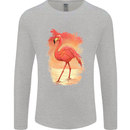 Flamingo Painting Mens Long Sleeve T-Shirt Sports Grey