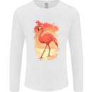Flamingo Painting Mens Long Sleeve T-Shirt White