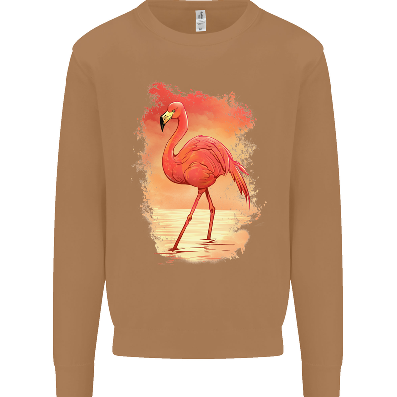 Flamingo Painting Mens Sweatshirt Jumper Caramel Latte