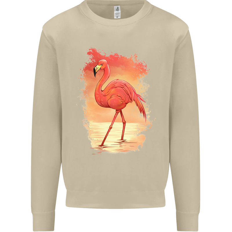 Flamingo Painting Mens Sweatshirt Jumper Sand