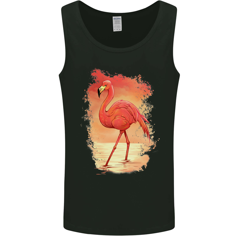 Flamingo Painting Mens Vest Tank Top Black