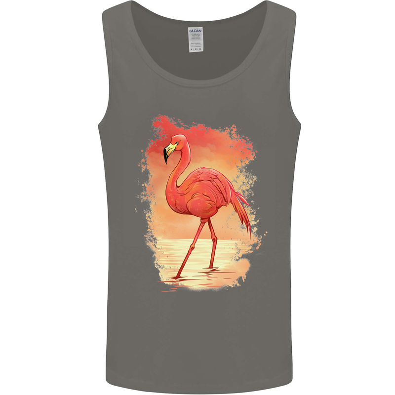 Flamingo Painting Mens Vest Tank Top Charcoal