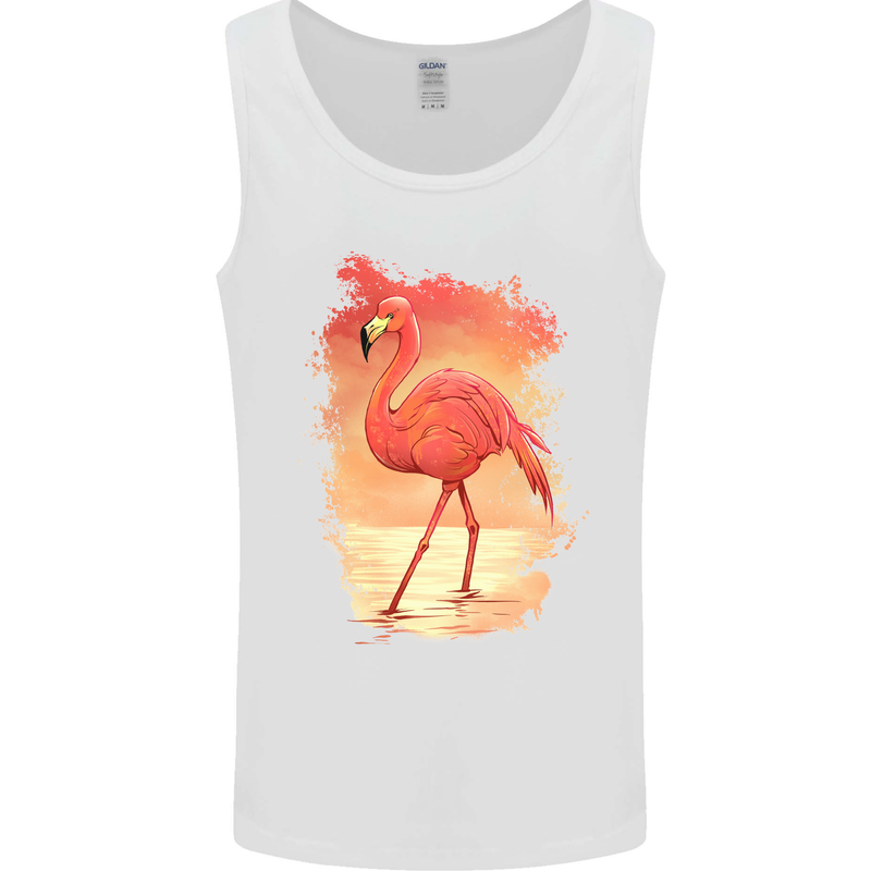 Flamingo Painting Mens Vest Tank Top White