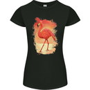 Flamingo Painting Womens Petite Cut T-Shirt Black