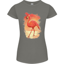 Flamingo Painting Womens Petite Cut T-Shirt Charcoal