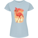 Flamingo Painting Womens Petite Cut T-Shirt Light Blue