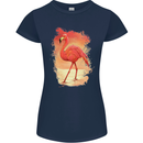 Flamingo Painting Womens Petite Cut T-Shirt Navy Blue