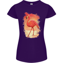 Flamingo Painting Womens Petite Cut T-Shirt Purple