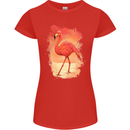 Flamingo Painting Womens Petite Cut T-Shirt Red