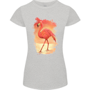 Flamingo Painting Womens Petite Cut T-Shirt Sports Grey