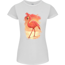 Flamingo Painting Womens Petite Cut T-Shirt White