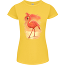 Flamingo Painting Womens Petite Cut T-Shirt Yellow