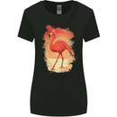 Flamingo Painting Womens Wider Cut T-Shirt Black