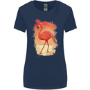 Flamingo Painting Womens Wider Cut T-Shirt Navy Blue