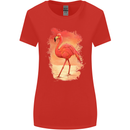 Flamingo Painting Womens Wider Cut T-Shirt Red