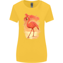Flamingo Painting Womens Wider Cut T-Shirt Yellow