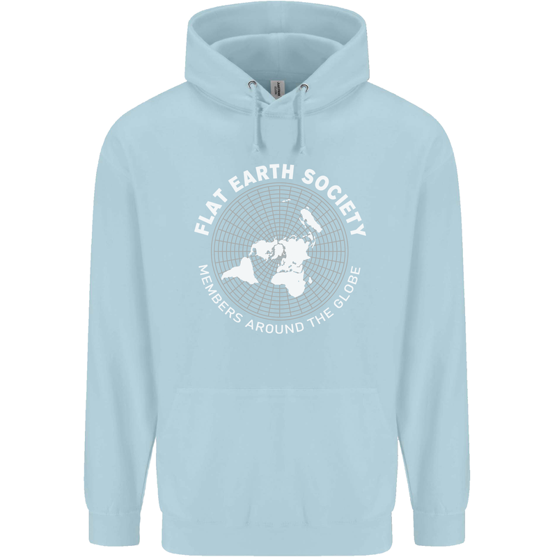 Flat Earth Society Members Around the Globe Childrens Kids Hoodie Light Blue
