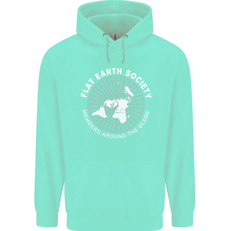 Flat Earth Society Members Around the Globe Childrens Kids Hoodie Peppermint