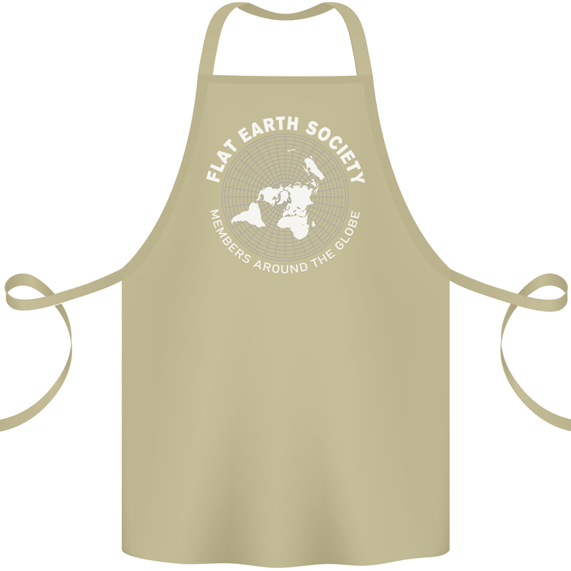Flat Earth Society Members Around the Globe Cotton Apron 100% Organic Khaki