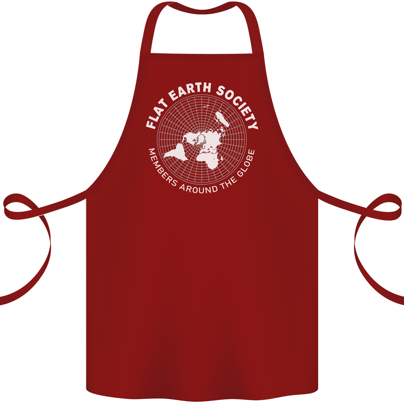Flat Earth Society Members Around the Globe Cotton Apron 100% Organic Maroon
