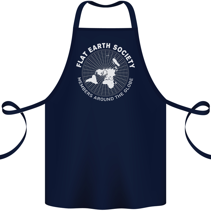 Flat Earth Society Members Around the Globe Cotton Apron 100% Organic Navy Blue