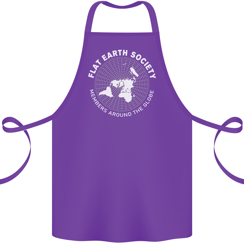 Flat Earth Society Members Around the Globe Cotton Apron 100% Organic Purple