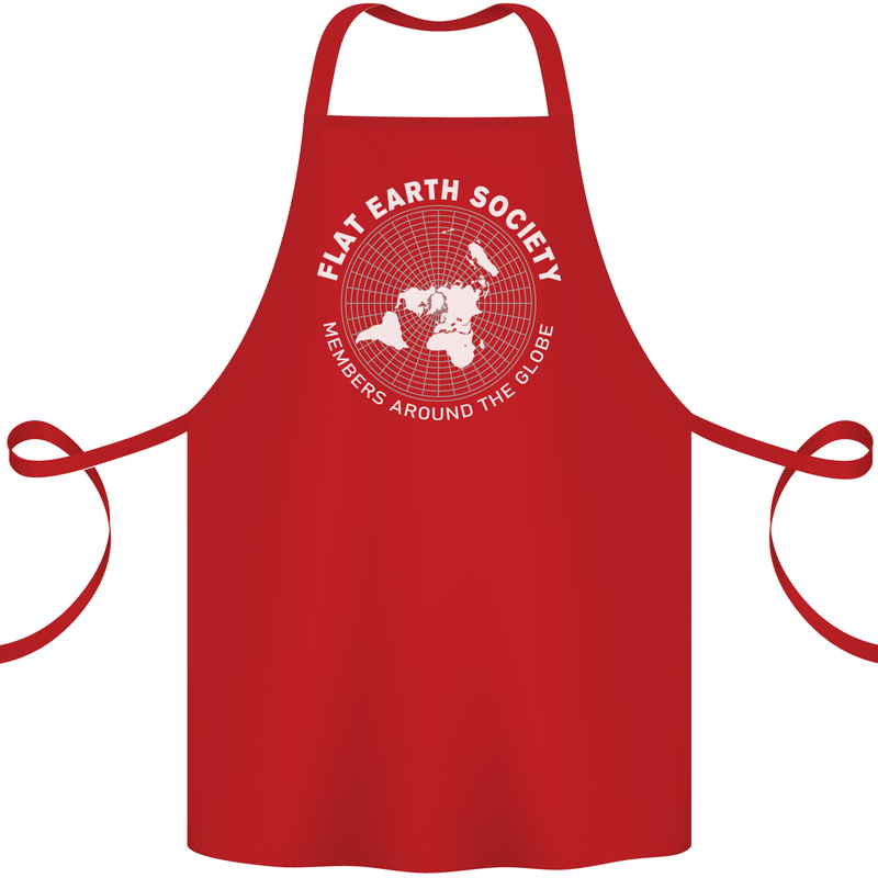 Flat Earth Society Members Around the Globe Cotton Apron 100% Organic Red