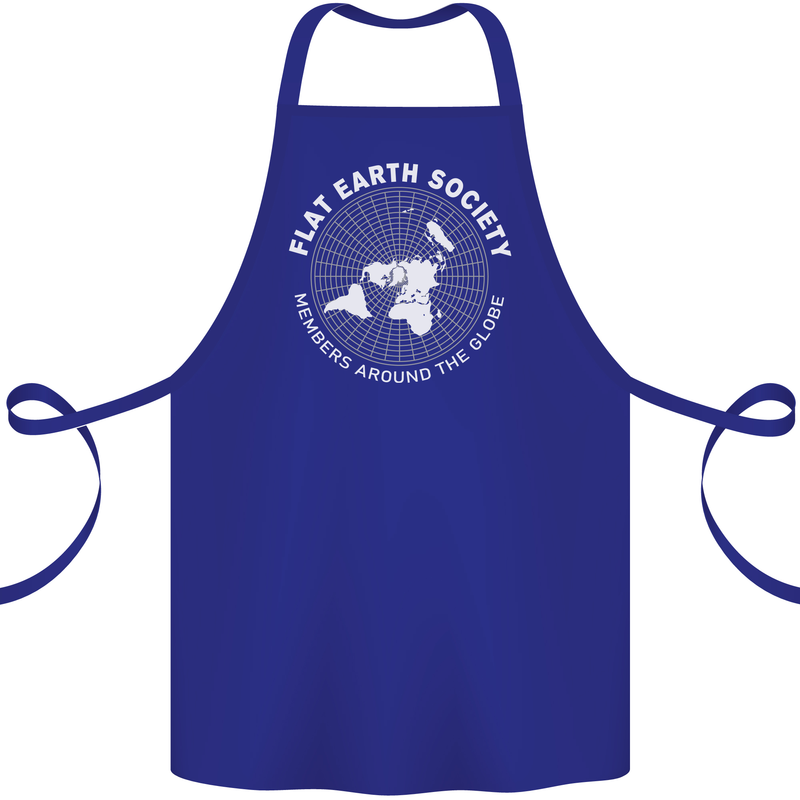 Flat Earth Society Members Around the Globe Cotton Apron 100% Organic Royal Blue