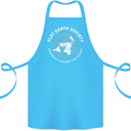 Flat Earth Society Members Around the Globe Cotton Apron 100% Organic Turquoise