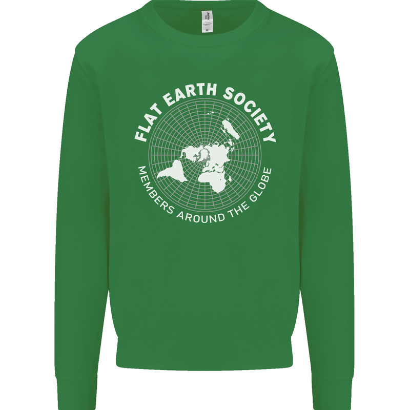 Flat Earth Society Members Around the Globe Kids Sweatshirt Jumper Irish Green